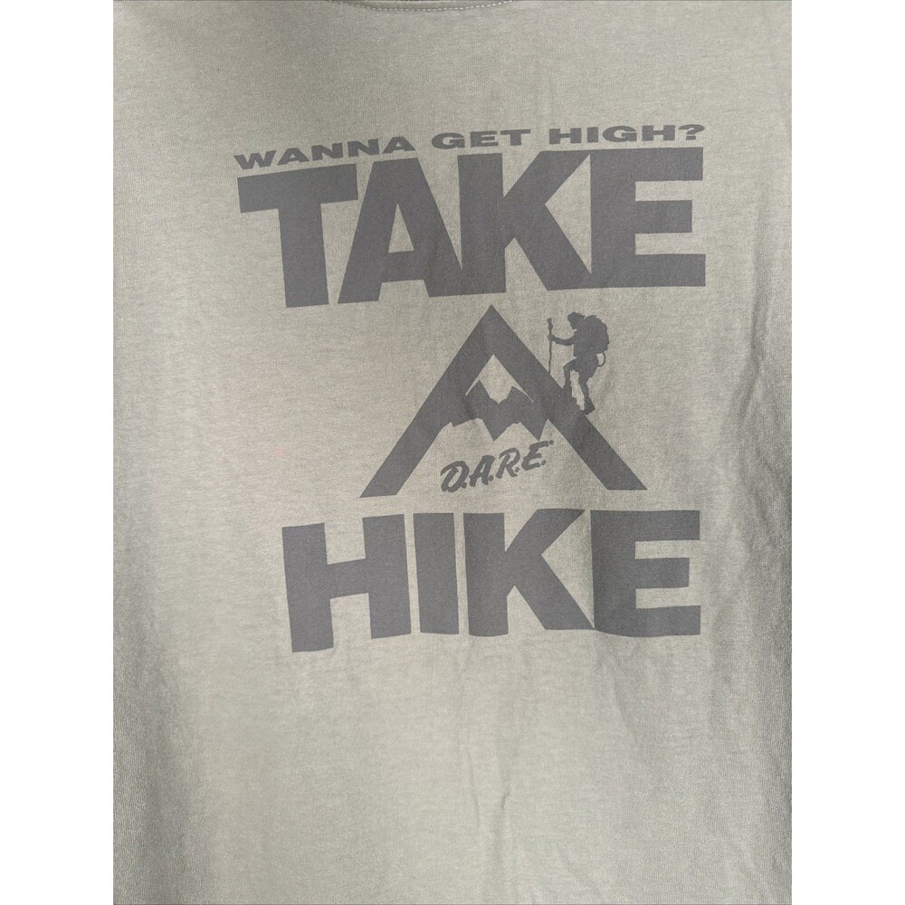 Vtg 90s Fruit Of The Loom Sz Small DARE Shirt Wanna‎ Get High Take A Hike FLAW - Picture 5 of 10